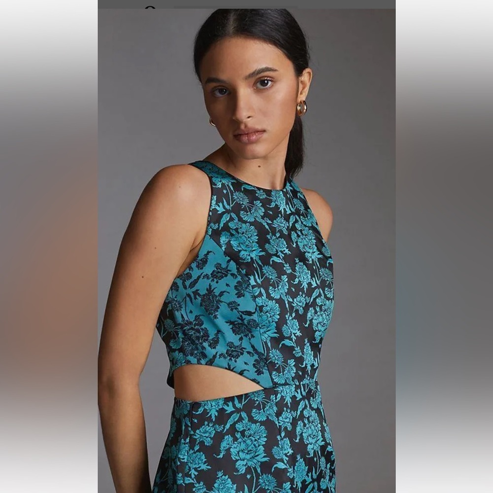 Hutch Teal and Black Floral Mini Dress